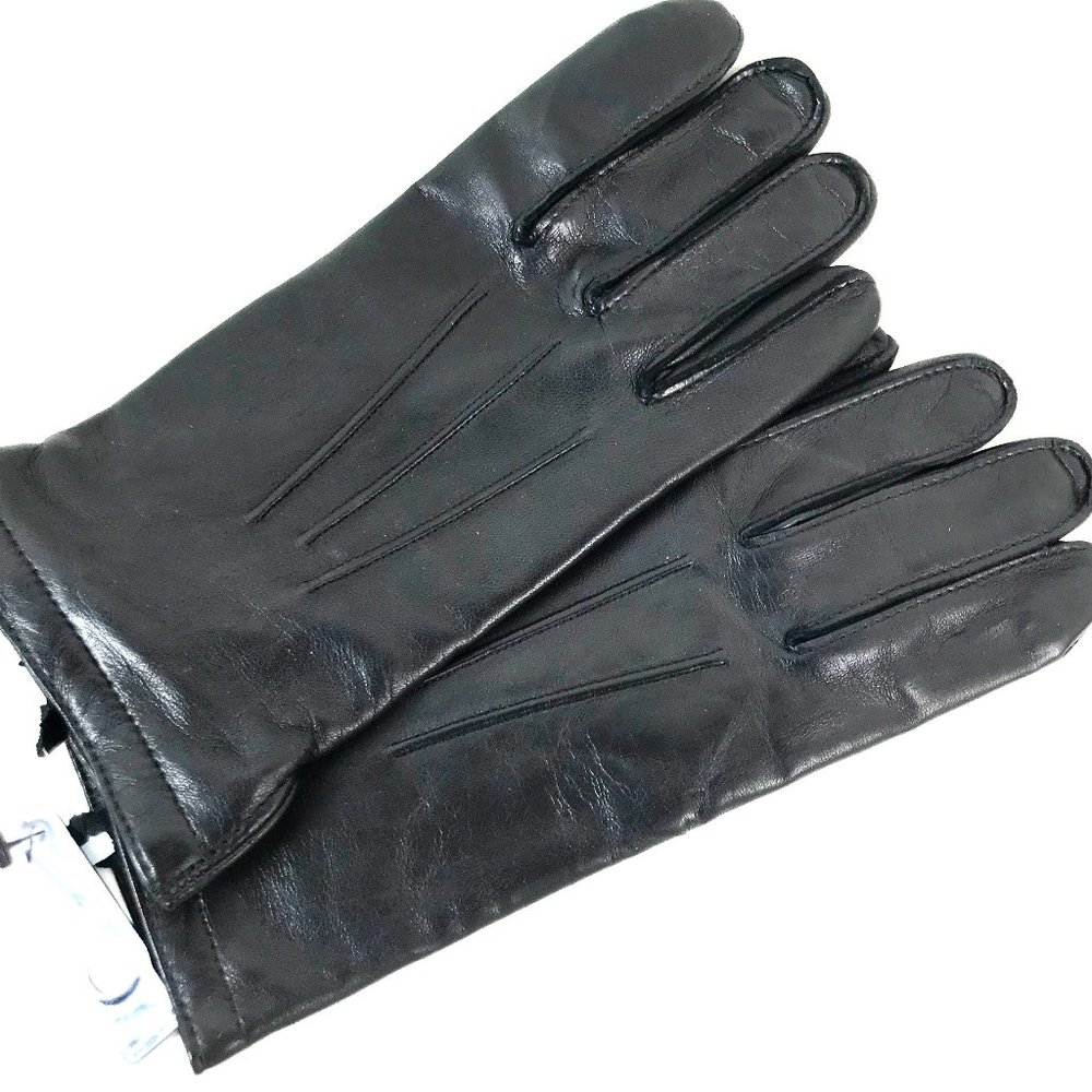 Brand New Cashmere Lined Black Leather Gloves